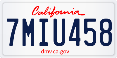 CA license plate 7MIU458