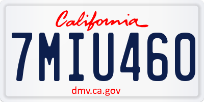 CA license plate 7MIU460