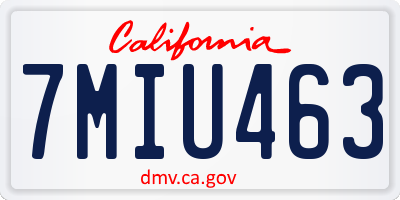 CA license plate 7MIU463