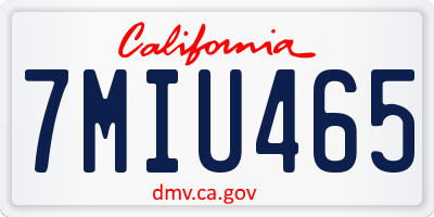 CA license plate 7MIU465