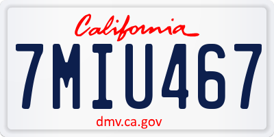 CA license plate 7MIU467