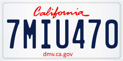 CA license plate 7MIU470