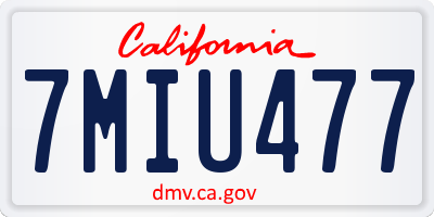 CA license plate 7MIU477