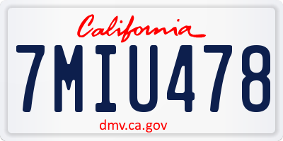 CA license plate 7MIU478