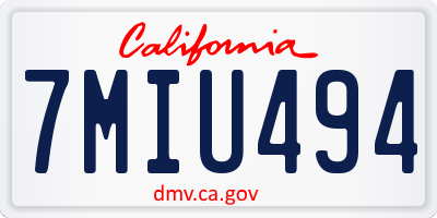 CA license plate 7MIU494