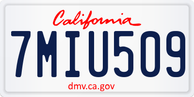 CA license plate 7MIU509