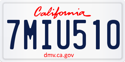 CA license plate 7MIU510