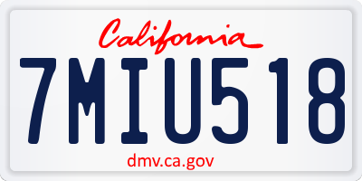 CA license plate 7MIU518