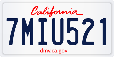 CA license plate 7MIU521