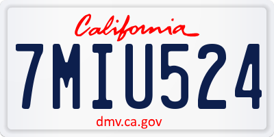 CA license plate 7MIU524