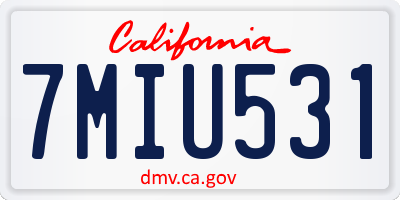 CA license plate 7MIU531