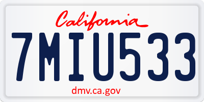CA license plate 7MIU533