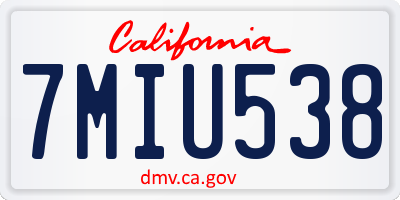 CA license plate 7MIU538