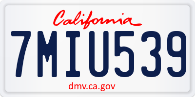 CA license plate 7MIU539