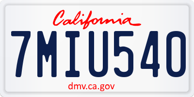 CA license plate 7MIU540