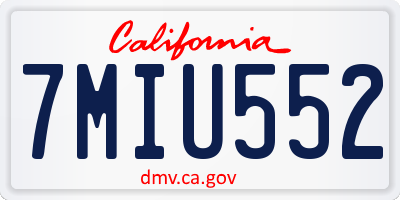 CA license plate 7MIU552