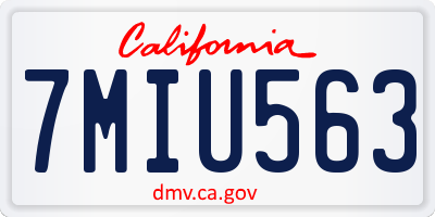 CA license plate 7MIU563