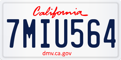 CA license plate 7MIU564