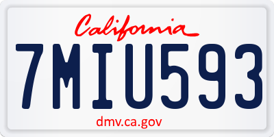 CA license plate 7MIU593
