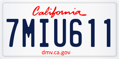 CA license plate 7MIU611