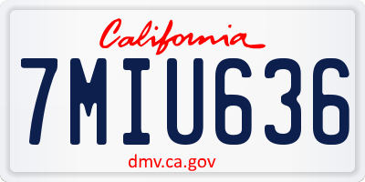 CA license plate 7MIU636