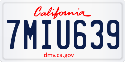 CA license plate 7MIU639