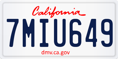 CA license plate 7MIU649