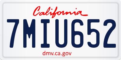 CA license plate 7MIU652