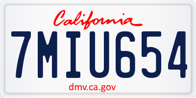 CA license plate 7MIU654