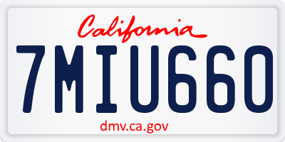 CA license plate 7MIU660