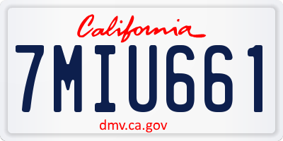 CA license plate 7MIU661