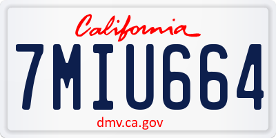 CA license plate 7MIU664
