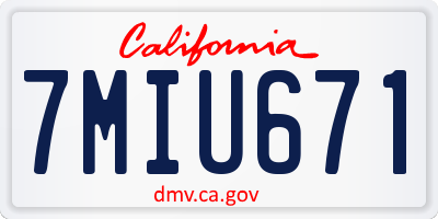 CA license plate 7MIU671