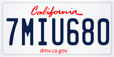 CA license plate 7MIU680
