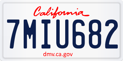 CA license plate 7MIU682