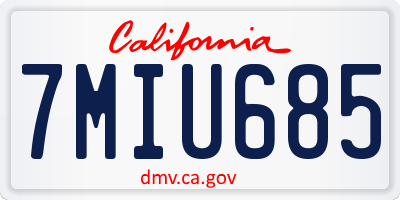 CA license plate 7MIU685