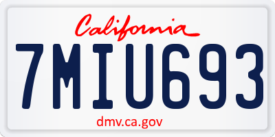 CA license plate 7MIU693