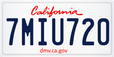 CA license plate 7MIU720