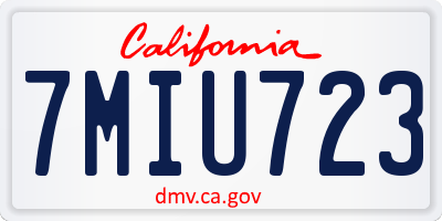 CA license plate 7MIU723