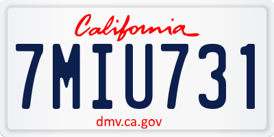 CA license plate 7MIU731
