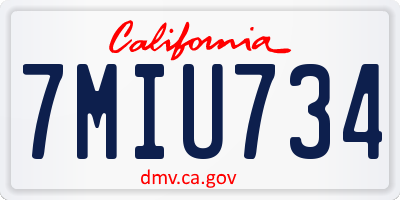 CA license plate 7MIU734
