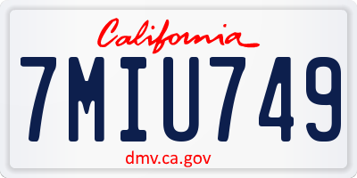 CA license plate 7MIU749