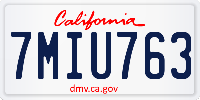 CA license plate 7MIU763