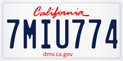 CA license plate 7MIU774