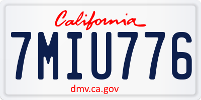 CA license plate 7MIU776