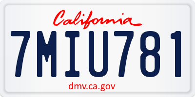 CA license plate 7MIU781