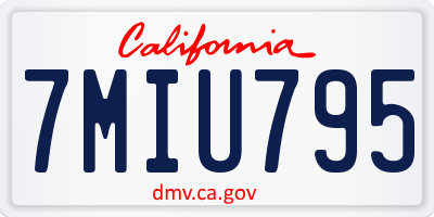 CA license plate 7MIU795