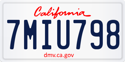 CA license plate 7MIU798
