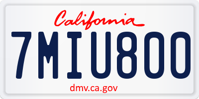 CA license plate 7MIU800