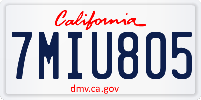 CA license plate 7MIU805
